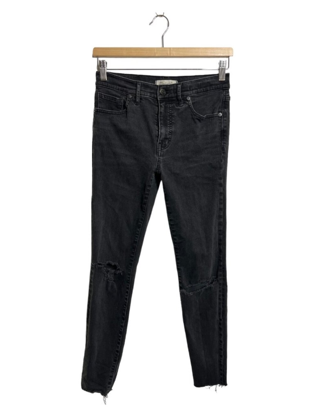 Madewell 9" High Riser Skinny Jeans Size 27 Gray Destroyed